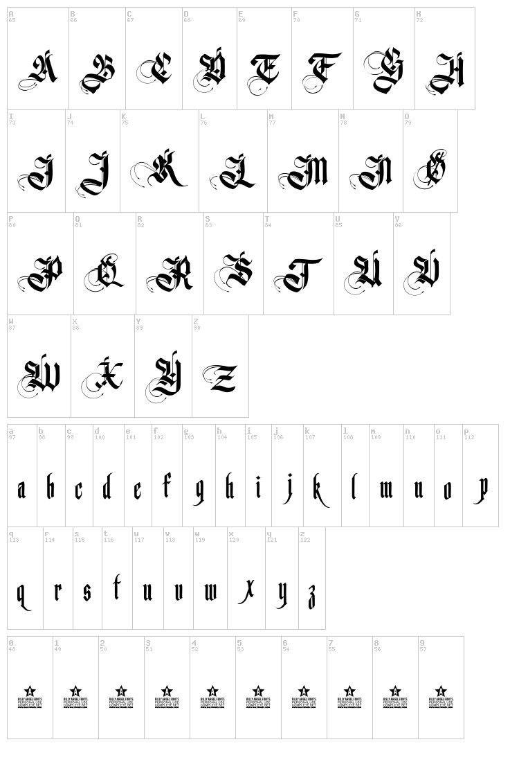 Germanika font map